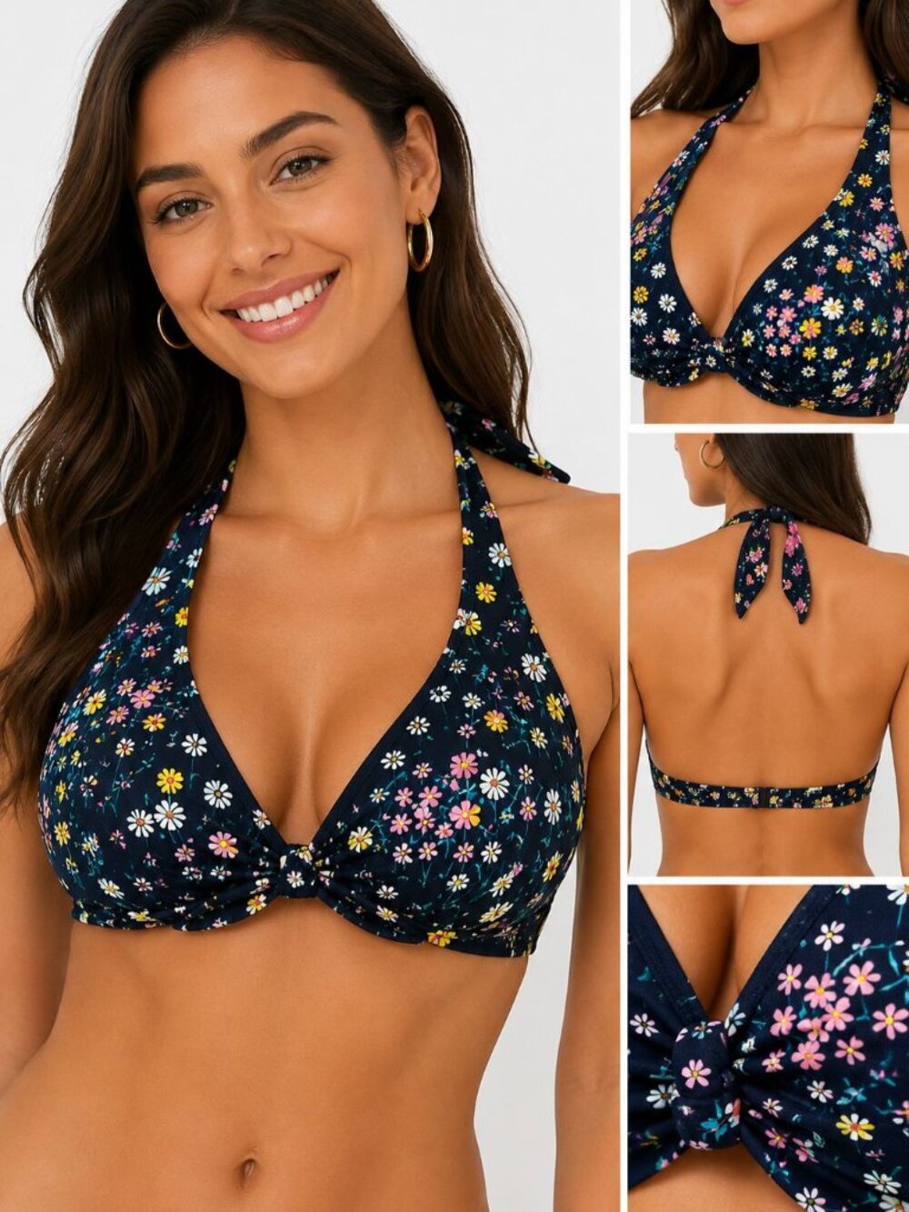 Draper James RSVP Floral Halter Bikini Top Size S